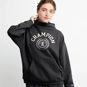 Champion Women's Campus Eco Fleece Funnel Neck Sweatshirt Black